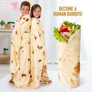 Zulay Burritos Tortilla Blanket Wrap - Double Sided 71 inches Blanket - Holiday Novelty Blanket - Soft Flannel Round Blanket Premium 285 GSM - Fun White Elephant Gift for Adults