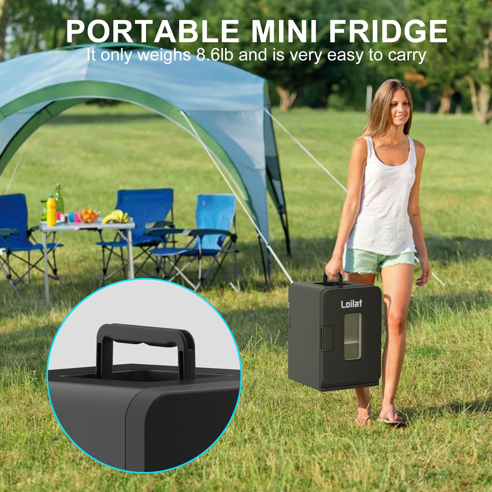 15 Liter Mini Fridge for Bedroom, Portable 110V AC/12V DC Power Small Mini Refrigerator for Office, Home, Car, Thermoelectric Electric Cooler and Warmer Tiny Fridge for Skincare, Food, Drinks