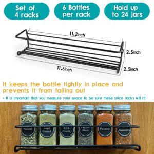 TORZCT 4Pcs Spice Rack Wall Mount Space Upgrade of Bolded Saving Spice Organizer for Spice Jars and Seasonings,Screw or Adhesive Hanging Spice Shelf Rack Organizer for Kitchen Cabinet Pantry Door