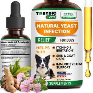 tobydic natural dog yeast infection relief - itchy skin & ear treatment - reduces irritation & relieves itching and allergy - herbal medicine drops supplement - made in usa