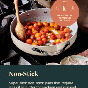 Caraway Fry Pan Trio - Non-Stick Frying Pans (10.5” & 8”) & Non-Stick Saute Pan - Non Toxic, PTFE & PFOA Free - Oven Safe & Compatible with All Stovetops (Gas, Electric & Induction) - Marigold