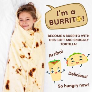 Zulay Burritos Tortilla Blanket Wrap - Double Sided 71 inches Blanket - Holiday Novelty Blanket - Soft Flannel Round Blanket Premium 285 GSM - Fun White Elephant Gift for Adults