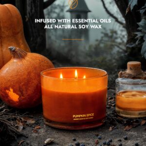 96NORTH Luxury Pumpkin Soy Candle | Large 3 Wick Jar Candle | Halloween & Fall Decor | Up to 40 Hours Burning | 100% Natural Soy Wax | Relaxing Aromatherapy Candle | Halloween Fall Candle Gift