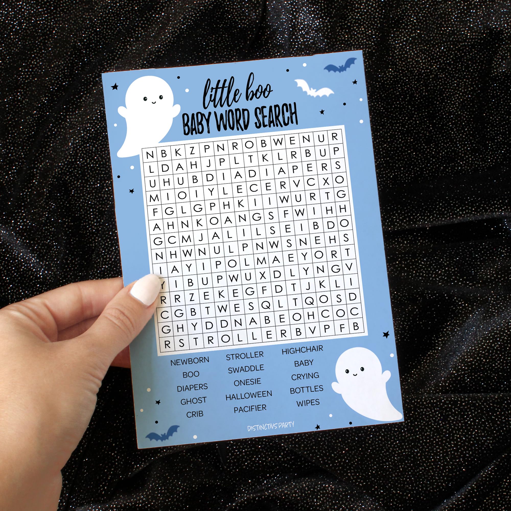 Blue A Little Boo is Almost Due Boy Baby Shower Game Pack, Emoji - Word Search - Who Know Mom Best - Pregnancy Match - 20 Guests, Halloween Baby Shower (4 Game Value Pack 2)