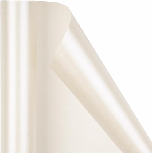 WRAPAHOLIC Premium Pearl Glossy Wrapping Paper - Off White - 17in x 32.8ft Roll, 46 Sq. Ft