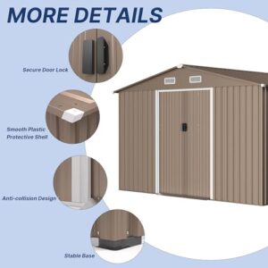 Trumbeak 10FT x 8FT Metal Outdoor Storage Shed,Utility and Tool Shed Storage House w/Lockable Sliding Doors & Air Vent,Garden Shed for Backyard,Garden,Patio,Lawn