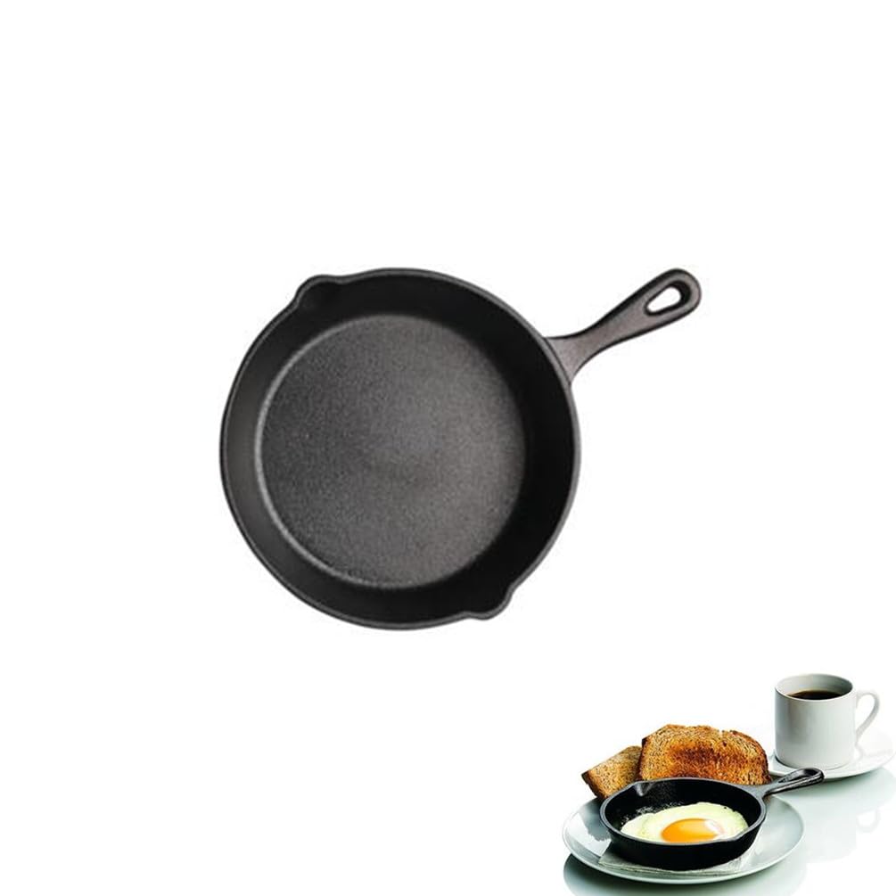 AISIBO 4 Inch Small Cast Iron Skillet, Pre Seasoned Mini Cast Iron Skillet, Camping Nonstick Frying Pan for Baked Brownie, Cookie, Egg Cakes Pan (Black)