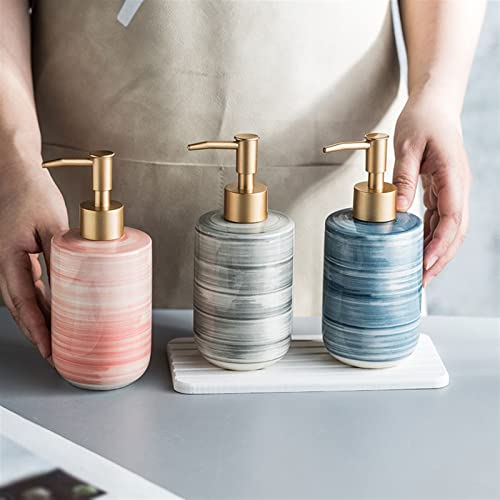 Soap Dispenser Soap and Lotion Dispenser Ceramic Soap Dispenser 350ML Lotion Bottle Bathroom Kitchen Shampoo Soap Bath Gel Separately Bottled Bathroom Soap Dispenser(Color:C)