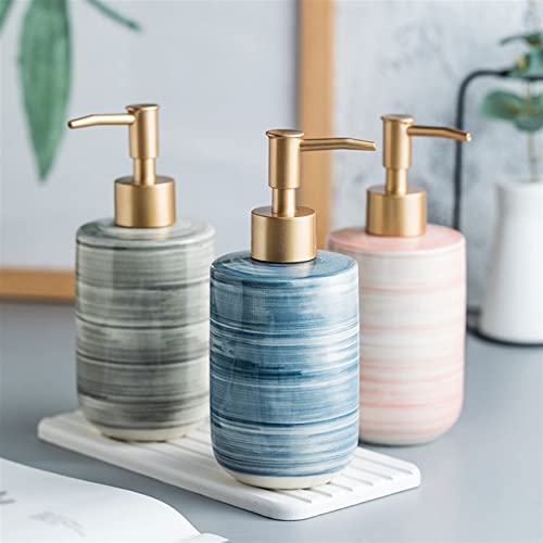 Soap Dispenser Soap and Lotion Dispenser Ceramic Soap Dispenser 350ML Lotion Bottle Bathroom Kitchen Shampoo Soap Bath Gel Separately Bottled Bathroom Soap Dispenser(Color:C)