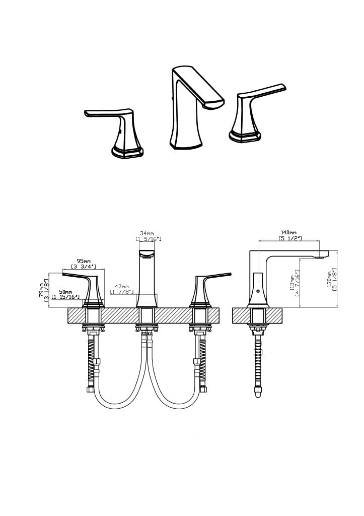 Galim Widespread Bathroom Faucet, Single Hole Sink Faucets for Bath & Kitchen, Double Handle Water Faucet, Brass Cartridge, Modern Top Mounted Design, Suitable for Hot and Cold Water, Charcoal Gray