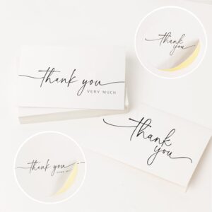 SPIRITDUST 52-pack Thank You Cards Bulk with Kraft Envelopes & Matching Stickers, 3.5x5 Inches, Minimalist Design | Perfect for Business, Weddings, Baby & Bridal Showers, Graduations & Funerals.