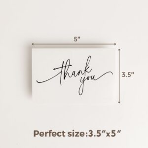 SPIRITDUST 52-pack Thank You Cards Bulk with Kraft Envelopes & Matching Stickers, 3.5x5 Inches, Minimalist Design | Perfect for Business, Weddings, Baby & Bridal Showers, Graduations & Funerals.