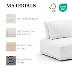 Furniture of America Tatiana Modern Chenille 2-Seater Modular Sectional Sofa with Adjustable Backrest for Living Room, Office, Free-Combined, FSC & Oeko TEX Certified, White