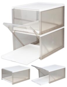 heywoodcabin 2 pack versatile wearings organizer, storage box with sliding tray, stackable clear wearings storage holder, storage boxes containers & display case