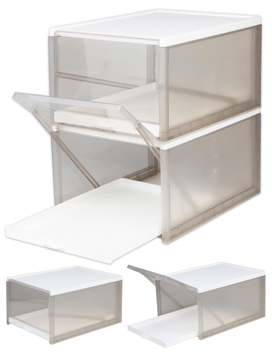 HeywoodCabin 2 Pack Versatile Wearings Organizer, Storage Box with Sliding Tray, Stackable Clear Wearings Storage Holder, Storage Boxes Containers & Display Case