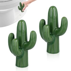 2pcs toilet bolt caps, ceramic cute cactus covers toilet bolts toilet bolt covers easy installation toilet bowl caps set for bathroom decor