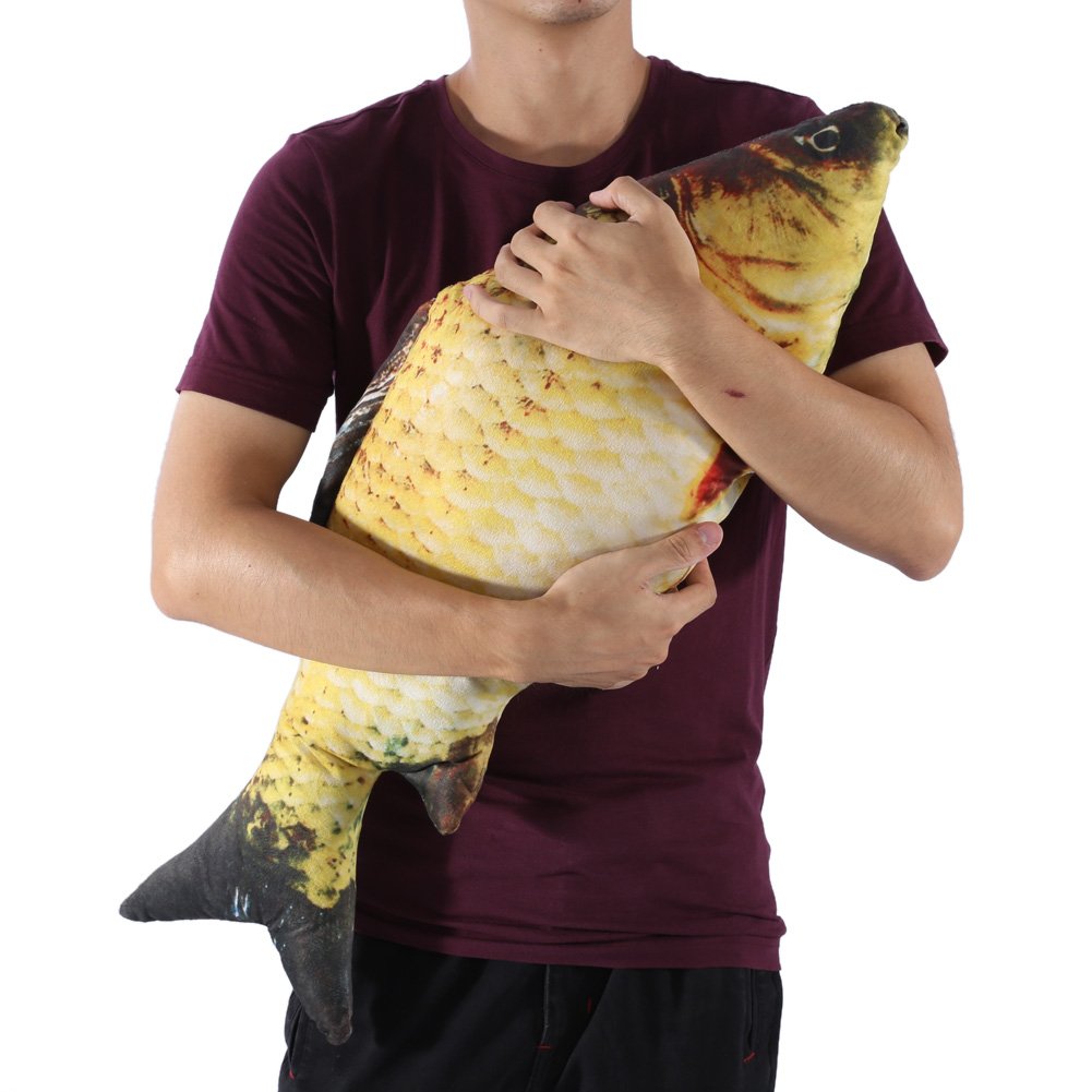 Tnfeeon Fish Cushion Pillow Oversized Pillow 3D Carp Fish Shape Simulation Cushion Throw Pillow Children Sofa Home Decor (80cm)