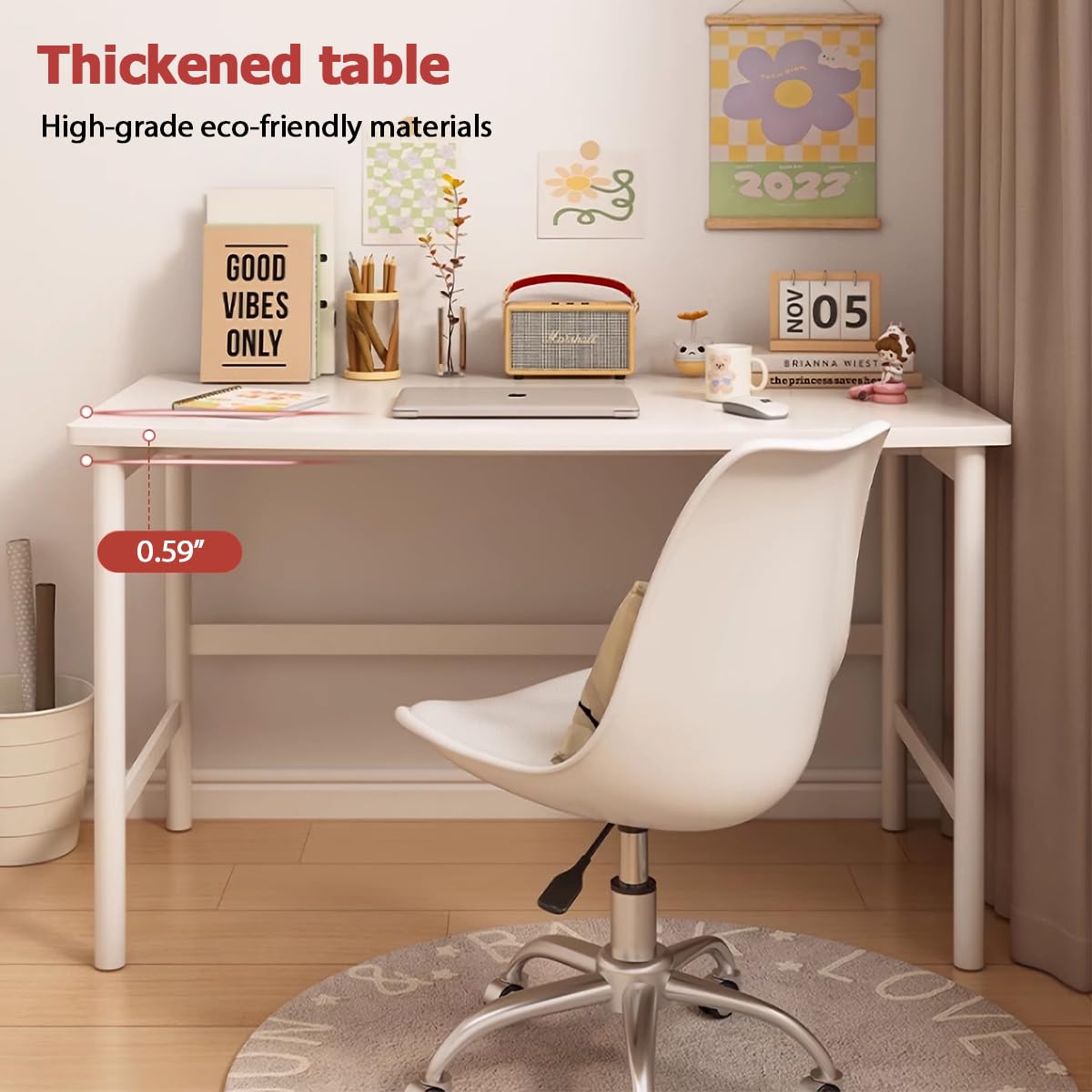 XUEGW Small Computer Desk Simple Style Office Desk Study Work Table for Home Bedroom Writing Desk, White