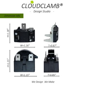 CLOUDCLAMB - Refrigerator Compressor Relay and Overload 2 Kits, 3Pins, Compatible with Mini Fridges and Coolers and Wine Cabinet (12R + 1/3HP)