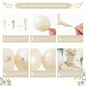 Pearl White Balloons, 78Pcs Double Stuffed Balloons Arch Kit Different Sizes 18/12/10/5 Inch Pearl Ivory Balloon Garland Kit for Wedding Bridal Baby Shower Engagement Birthday