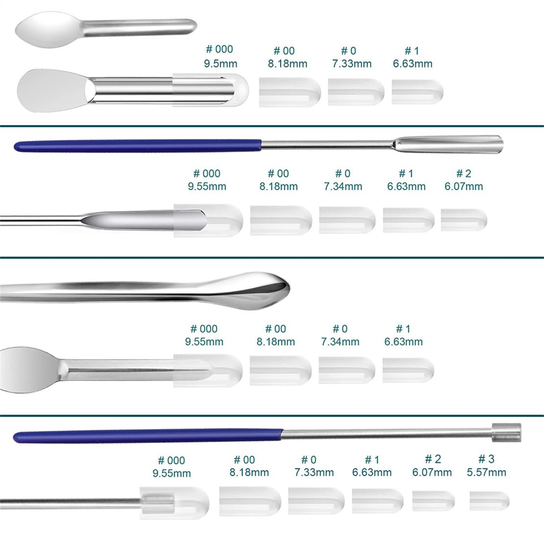 Capsule Filling Machine Kit Stainless Steel Micro Lab Scoop Laboratory Tiny Mixing Spatula for Powders Gel Cap Capsule Filler 4Pcs