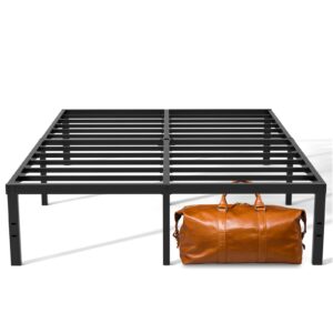 veni home 16 inch full bed frame, metal platform bed frame with steel slats, storage space under frame, easy to assemble, no box spring needed