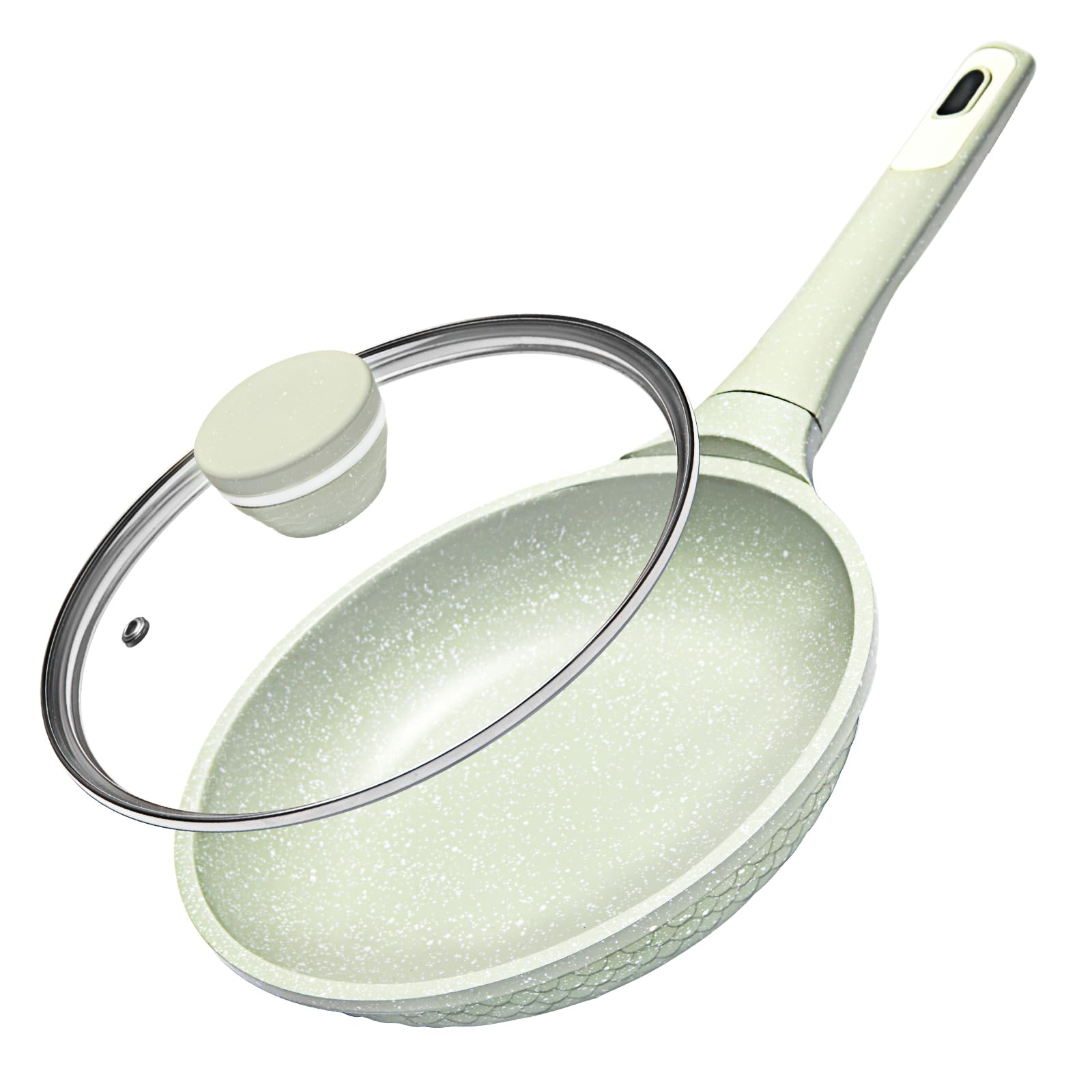 Non stick Frying Pans 8 in Skillet with Lid, Omelet Pan, Small Frying Pans Nonstick, Healthy Cookware Non Toxic Chefs Pan, Egg Pan with Heat Resistant Handle,100% PFOA PFAS-Free, Cooking all stovetop