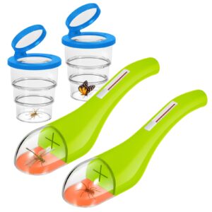 bug catcher with magnifying insect bug box, bug catching kit tool for kids & adults, bug collection kit contactless quick release bug grabber trap for spider insect catcher for nature explore(green)