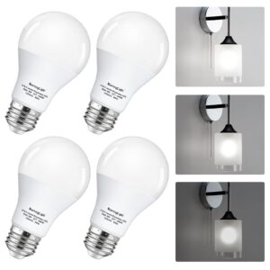 2024 new 3-way led bulb for on/off old-style switch fixtures (not compatible with twist switch), daylight 5000k, a19 three-level brightness bulb for pull chain lamps, 15/40/60w equivalent, 4 pack