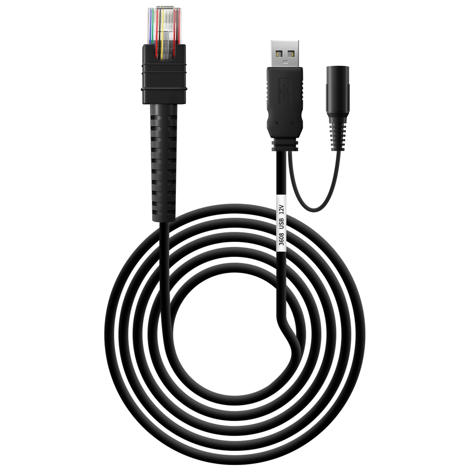 WUHAO USB Cable for Zebra DS3678-SR DS3678-DP LI3608 LI3678 DS3600 DS3608 DS8108 Barcode Scanner,CBA-U42-S07PAR USB Cable USB-A to RJ-45 3M/9.8FT Straight 12V (1)