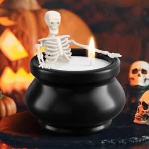 skeleton candle halloween decoration indoor,gothic vintage fall home decor,for farmhouse room apartment table table,decorative skeleton gift,prank birthday white elephant gift for women men friends