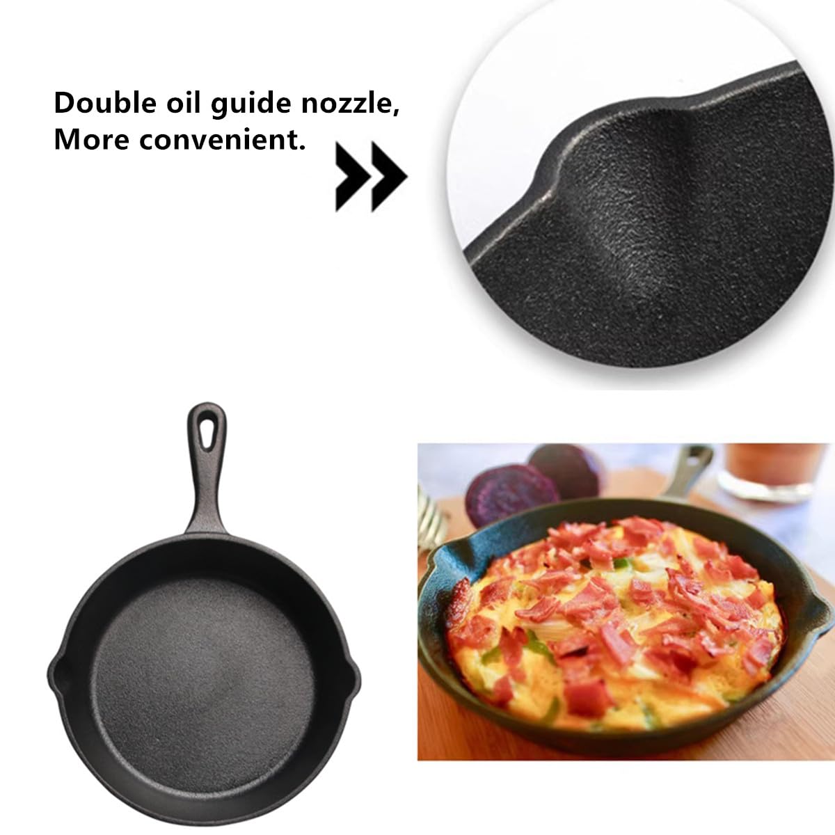 AISIBO 4 Inch Small Cast Iron Skillet, Pre Seasoned Mini Cast Iron Skillet, Camping Nonstick Frying Pan for Baked Brownie, Cookie, Egg Cakes Pan (Black)