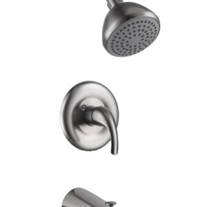 Galim Shower Set with Trim Set, Shower Head & Faucet Set Complete with Valve Shower Fixtures, Tub and Shower Trim Kit, Heavy Duty Stainless Steel Body, Brass Cartridge, Single Handle, Satin Nickel