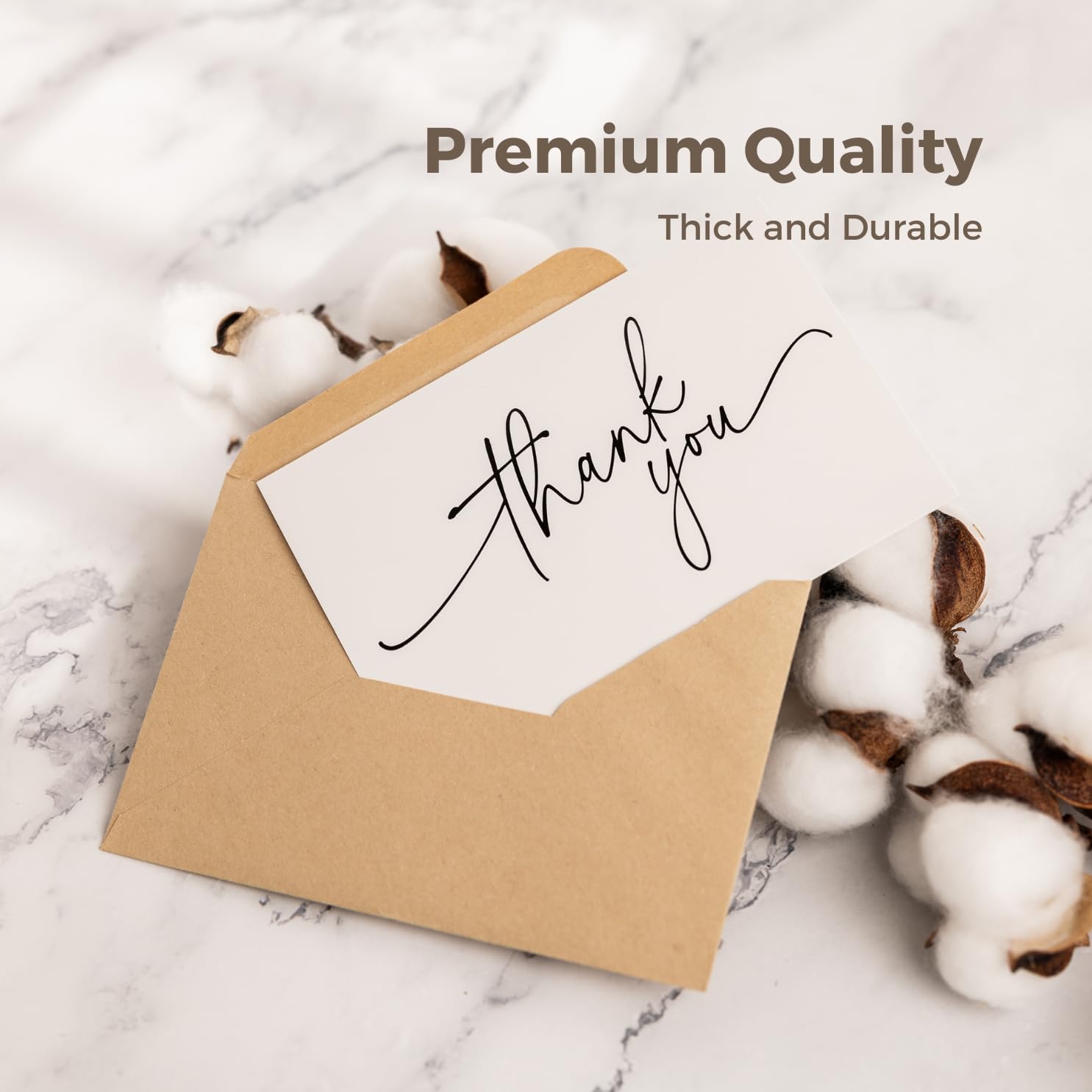 SPIRITDUST 52-pack Thank You Cards Bulk with Kraft Envelopes & Matching Stickers, 3.5x5 Inches, Minimalist Design | Perfect for Business, Weddings, Baby & Bridal Showers, Graduations & Funerals.