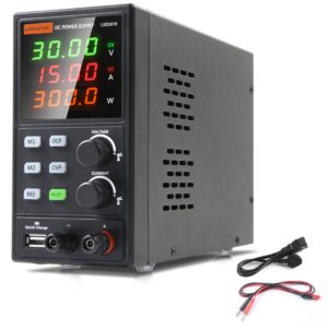 GALOOK DC Power Supply Variable, Bench Power Supply with 3 Memory Storage, Encoder Knob, 4-Digit LED Display, USB Interface Programmable Adjustable Switching Regulated Variable Power Supply(30V 10A)