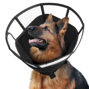 soft dog cone collar for after surgery-breathable pet recovery collar,adjustable elizabethan collar for wound care,suitable for large,medium,and small dogs and cats (black, l (neck:13-17 in))