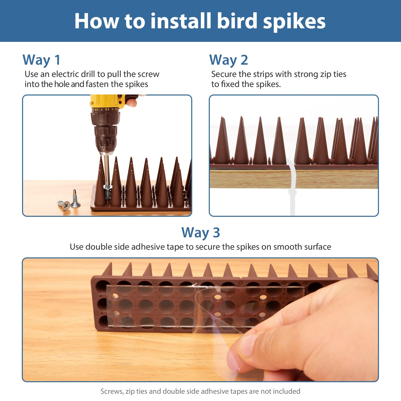 Bird Spikes, 30 Pack Bird Squirrel Raccoon Pigeon Cat Animal Deterrent Spikes for Outside Anti Bird Defender Spikes Outdoor to Keep Birds Away