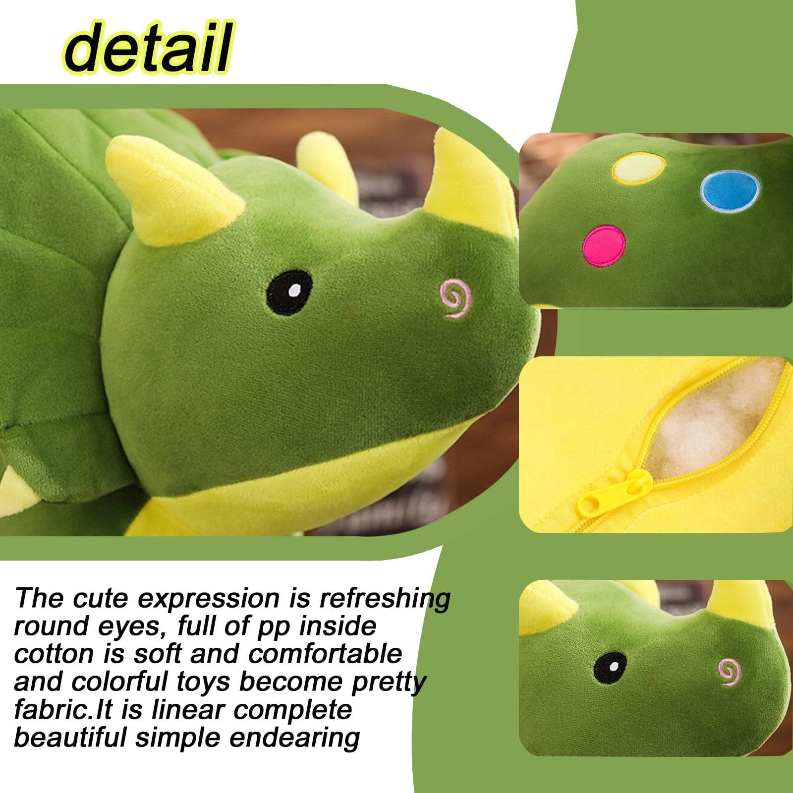 XiRiDa Dinosaur Stuffed Animal Triceratops Plush Pillow Dino Cartoon Doll Toy 15.7"