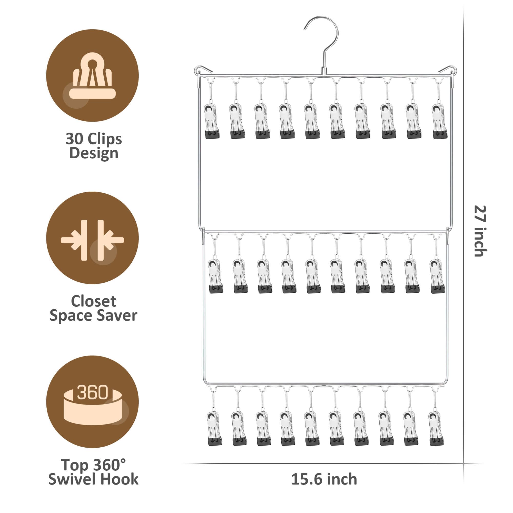 ZEDODIER Hat Hanger Hat Rack for Baseball Caps, Hat Organizer for Closet with 30 Hooks, Space Saving Hat Holder Closet Organizers and Storage, Silver