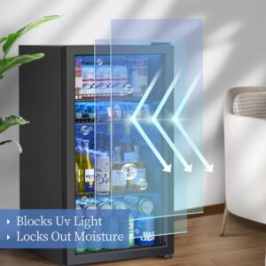 Urbansync Beverage Refrigerator and Cooler, 3.2 Cu.Ft Mini Fridge with Glass Door for Soda Beer or Wine, Freestanding Small Drink Dispenser, Digital Temperature Control, Home, Bar, Office.