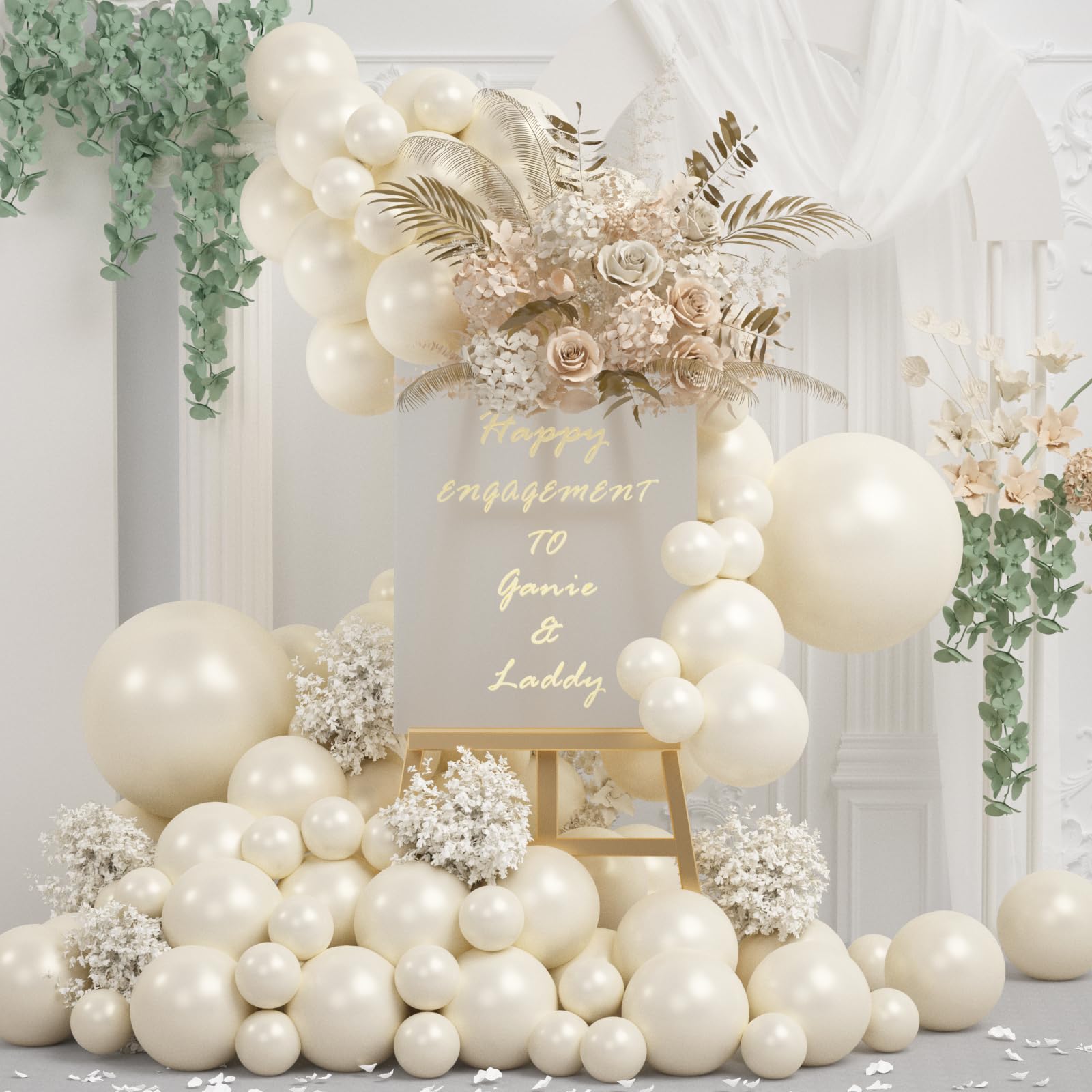 Pearl White Balloons, 78Pcs Double Stuffed Balloons Arch Kit Different Sizes 18/12/10/5 Inch Pearl Ivory Balloon Garland Kit for Wedding Bridal Baby Shower Engagement Birthday