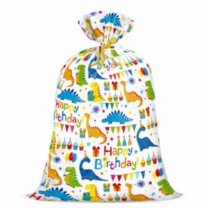 loveinside jumbo large plastic gift bag, birthday design plastic bag with tag and tie for birthday party, graduation, baby shower - 56" x 36", 1 pcs - dinosaur