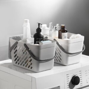 GMBYLBY Bath Basket With Handle Storage Organization Hollow Draining Container For Home Bathroom Shampoo Lotion Holder Bath Basket