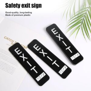 6pcs Vertical Exit Sign with Braille, 7.9x2 Inch Exit Signs for Business Ada with Installation Adhesive Raised Letters ADA Exit Sign for Indoor Outdoor Use