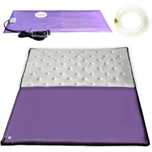 free flow full wave mediume water bed, square purple durable pvc foldable water bed set with smart thermostats, no frame needed softside water bed, water beds for adults, elderly (queen)