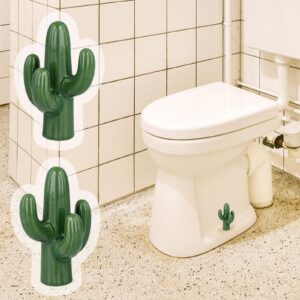 2pcs Toilet Bolt Caps, Ceramic Cute Cactus Covers Toilet Bolts Toilet Bolt Covers Easy installation Toilet Bowl Caps Set for Bathroom Decor