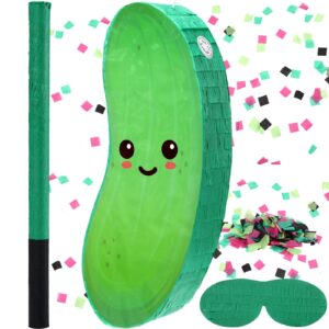 sonwyoung pickle piñata for kids birthday party 15.7 x 6.7 x 2.8 inches cucumber theme piñata with bat blindfold and confetti for baby shower photo props cinco de mayo fiesta decoration