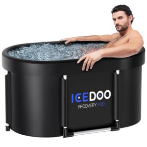 upgrade xl 129 gal large oval ice bath tub for athletes,multiple layered portable outdoor cold plunge tub for recovery,cold plunge for family-foldable ice baths for home,gyms,indoor use