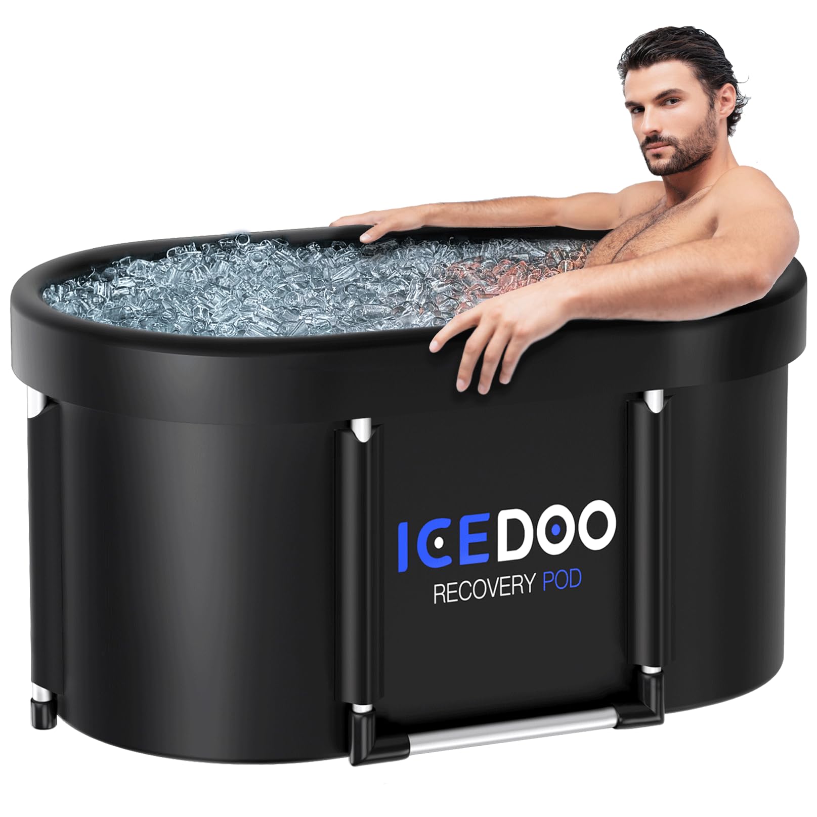 Upgrade XL 129 Gal Large Oval Ice Bath Tub for Athletes,Multiple Layered Portable Outdoor Cold Plunge Tub for Recovery,Cold Plunge for Family-Foldable Ice Baths for Home,Gyms,Indoor use