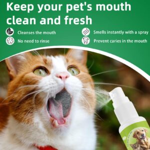 Pet Oral Health Care, Pet Teeth Cleaning,Oral Cleaning Freshens Breath Without Brushing,Reducing Pet Tartar Build-up,Oral Hygiene Spray for Dogs and Cats, Fresh Breath for Dogs,Pet Oral Deodorizer